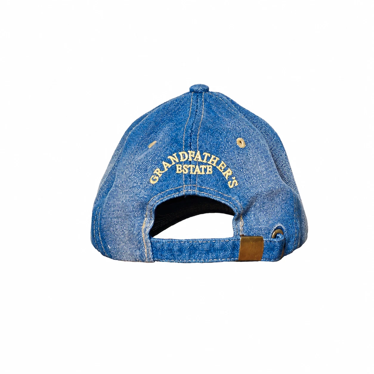 Denim Estate hat with gold duck embroidery back view